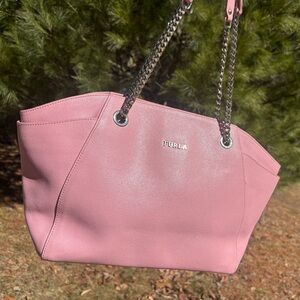 Furla Pre Loved Pink Leather Chain-Handle Tote